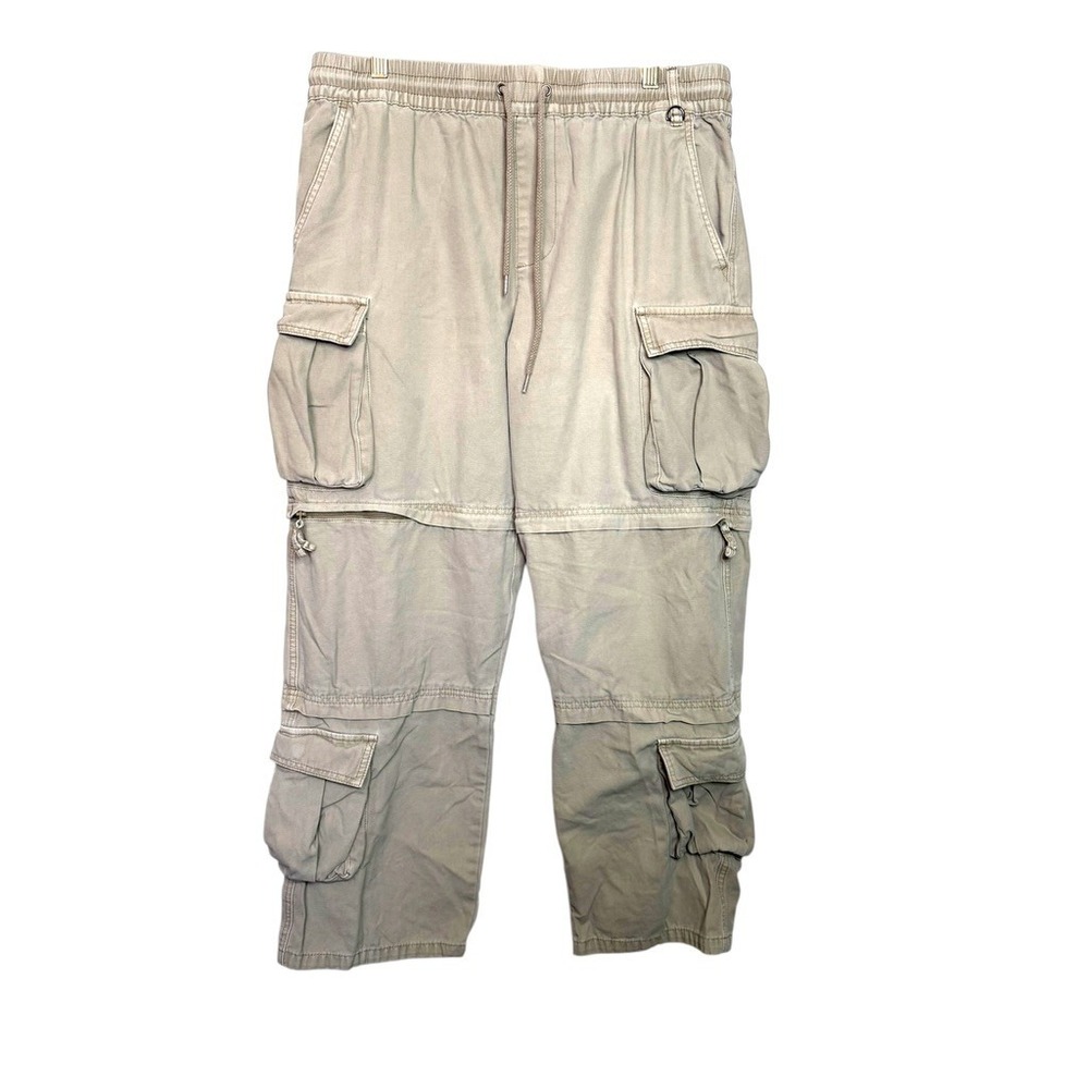 Pacsun Cargo Convertible Pants Baggy Mens L Khaki Zip Off Shorts Utility